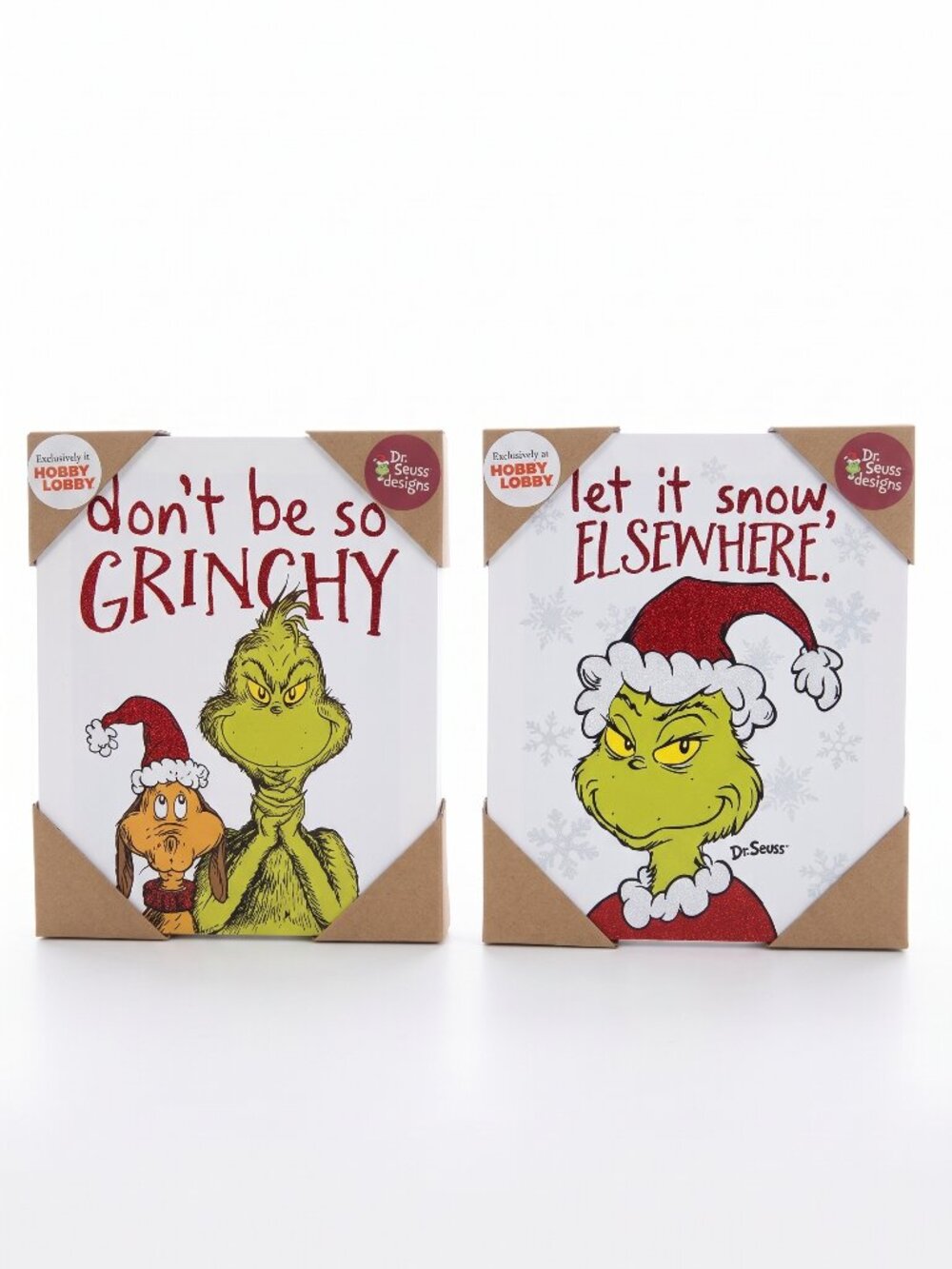 Hobby Lobby Grinch 8x10" wall art canvas set of 2
